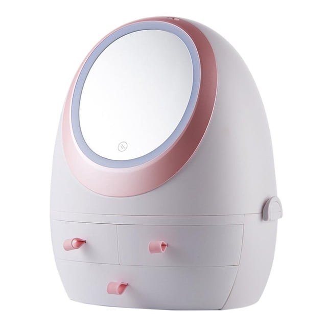 Organizador de maquillaje Sunnimix con espejo LED blanco 11' x 7.1' x 13.8'