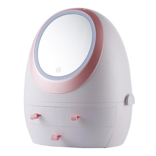 Organizador de maquillaje Sunnimix con espejo LED blanco 11' x 7.1' x 13.8'