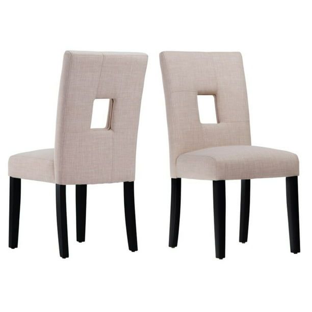 Chelsea Lane Keyhole Upholstered Dining Side Chair, Set of Two, Beige ...