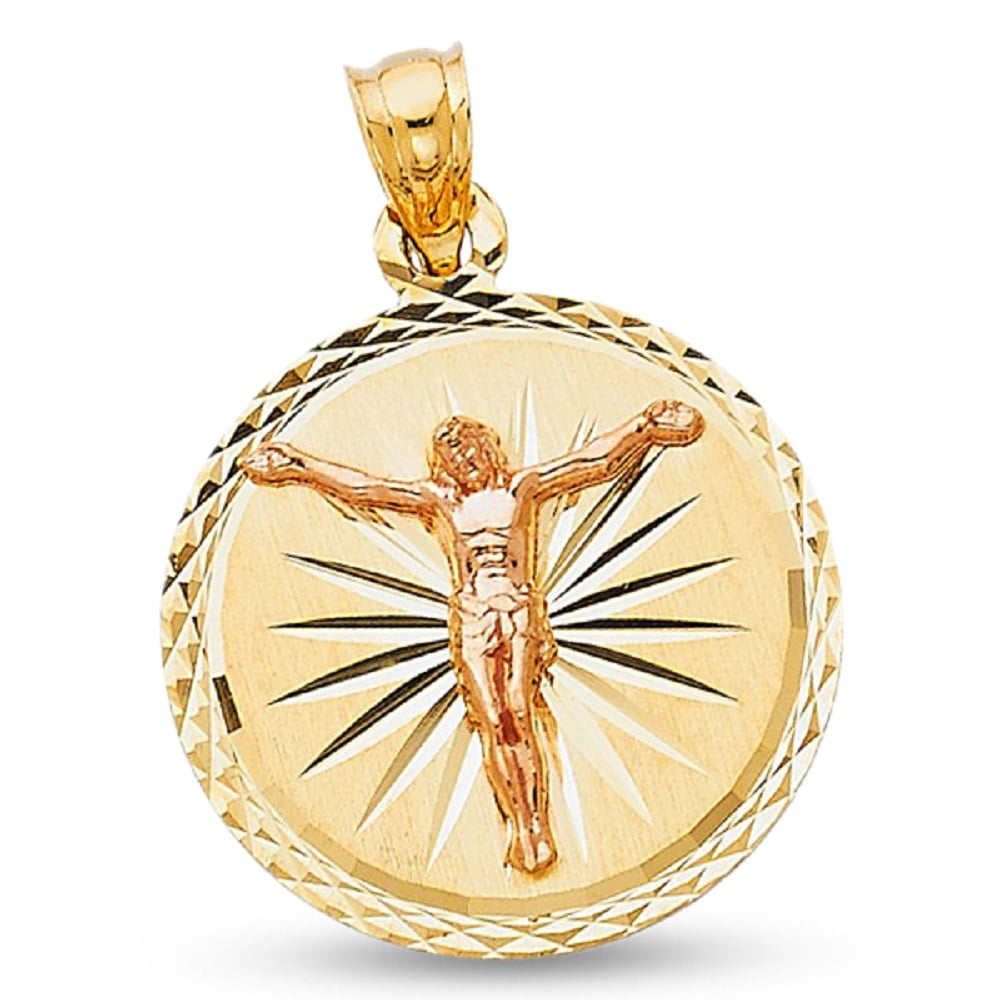 14k Yellow Rose Gold Round Jesus 
