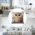 thumbnail image 3 of Owl flowery branch Linen toss pillowcase Decoration pillowcase Gift preferred 24x24" Cushion cover 2 set Sofa pillowcase Sofa bedroom living room car, 3 of 8