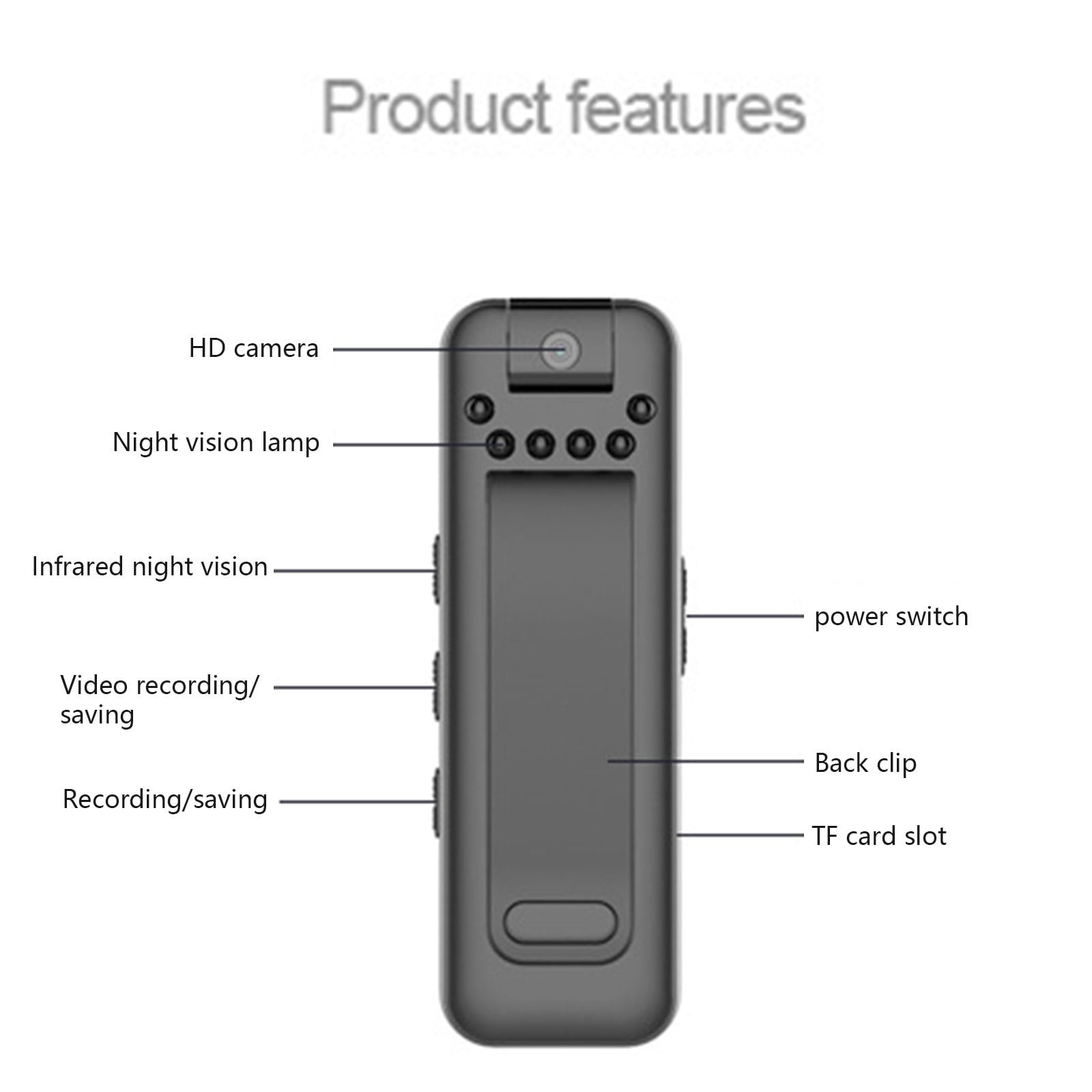 Mini Clip On Digital Voice Recorder, USB Rechargeable Multifunctional Dictaphone, High Definition Image Collection, Ultra Light Compact Recorder For Multi Scene Daily Recording