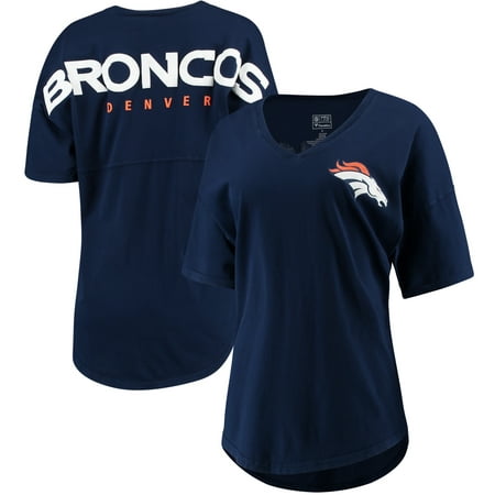 Denver Broncos NFL Pro Line by Fanatics Branded Women's Spirit Jersey Goal Line V-Neck T-Shirt - (Best Place For Nfl Jerseys)