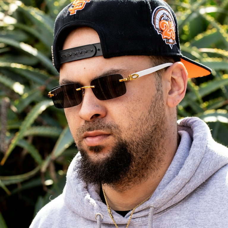 Luxury Gold Frame Rimless Black Tint Men's Frameless Designer