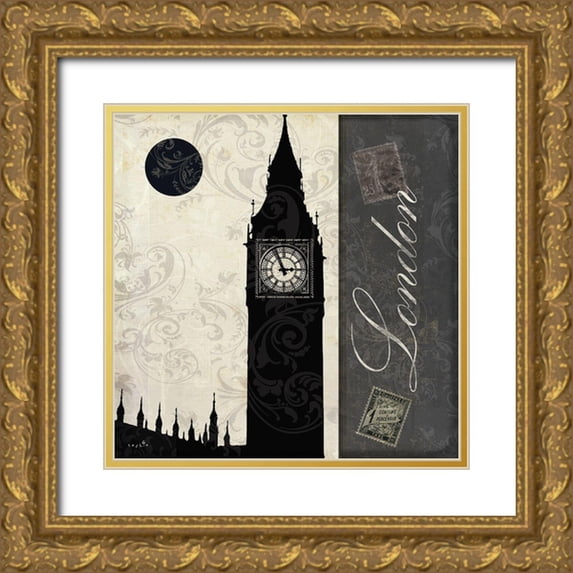 Sophie 6 12x12 Gold Ornate Wood Framed with Double Matting Museum Art Print Titled - London Moon