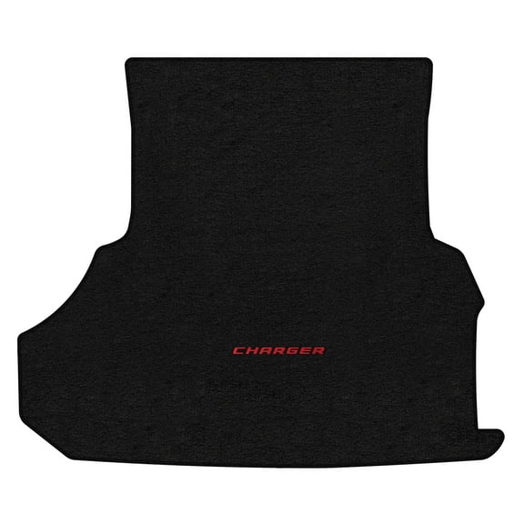 Lloyd Mats LogoMat Custom-Fit Carpet Trunk Mat for 2013-2023 Dodge Charger w/Subwoofer, Charcoal