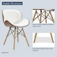 thumbnail image 3 of BELLEZE Set of 4 Mid Century Modern dining Chairs, Upholstered Faux Leather Walnut Curved Back Contemporary Kitchen Dining Accent Chair, Minimalist Vintage Style - Avalon (White), 3 of 7