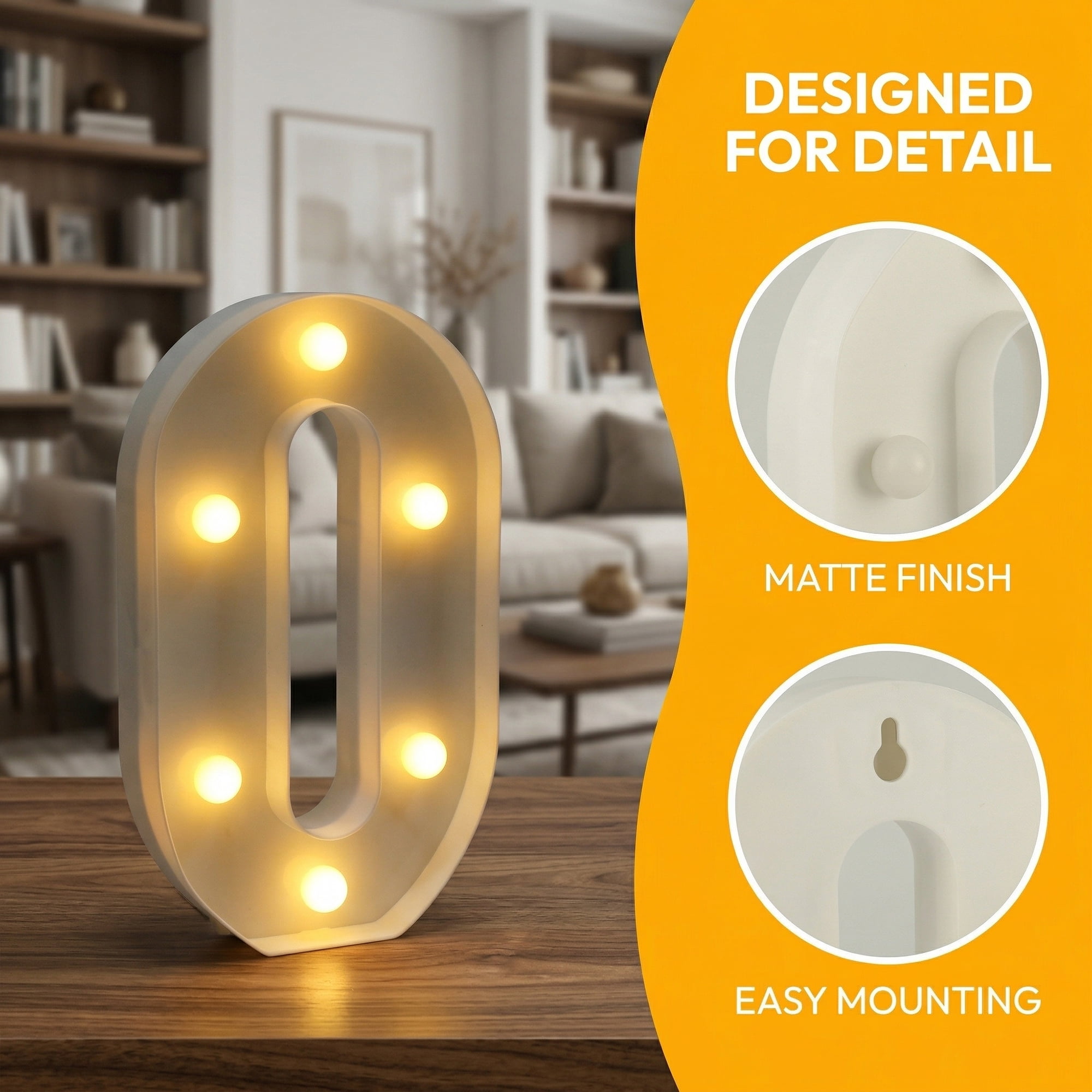 Unique Bargains Marquee Letters With Lights LED Light Up Signs Letter O 5.5"L x 1.3"W x 8.1"H