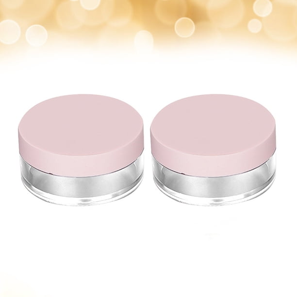 GOOHOCHY 2Ud Estuche Polvo Plástico Rosa Para Polvo Suelto Con Malla Elástica Ideal Almacenamiento Y Transporte