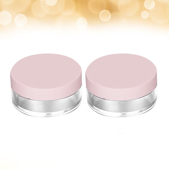 GOOHOCHY 2Ud Estuche Polvo Plástico Rosa Para Polvo Suelto Con Malla Elástica Ideal Almacenamiento Y Transporte
