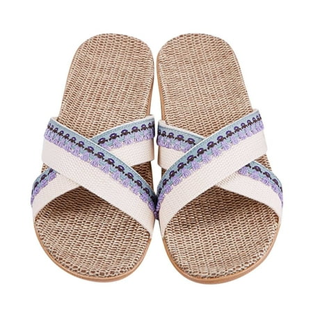 

Slippers For Fashion Ladies Women Breathable Bohemia Beach Slip On Shoes Flats Casual Sandals Gray 8.5