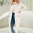 thumbnail image 2 of iHPH7 Wool Coats for Women Womens Winter Clothes Long Coat Women Trench Coat Women Winter Coats for Women Casual Outerwear Women's Coats White S, 2 of 9