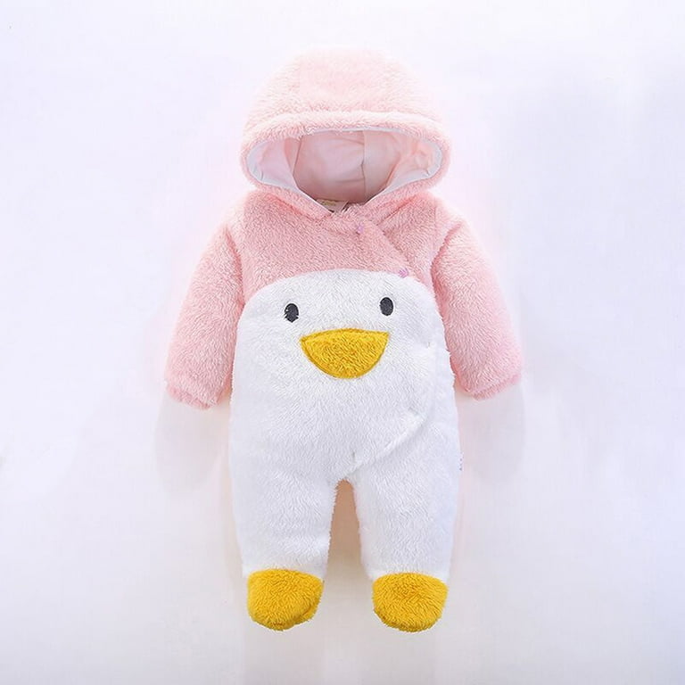 Frostluinai Baby Girls Fleece Footed Jumpsuit Baby Boy Snowsuit New Born Baby Winter Coat Toddler Lined Onesie Pajamas Warm Hooded Romper Pram for