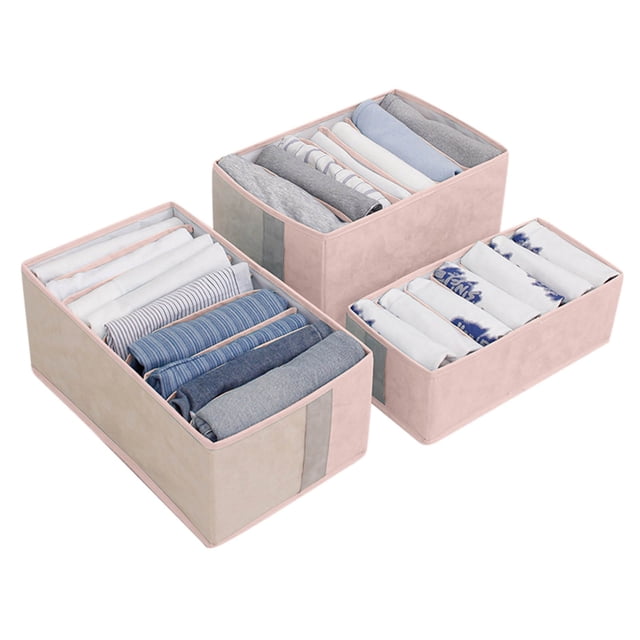 Pompotops Multifunctional Wardrobe Organizer Visible Space-saving Multiple Compartments Storage 3PCS 7/7/9 Grids Washable Wardrobe Clothes Organizer Features: Clearance