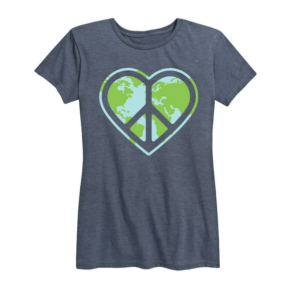 Instant Message - Heart Peace Sign Earth - Women's Short Sleeve Graphic T-Shirt