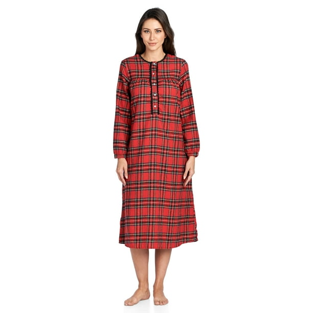 red plaid night gown