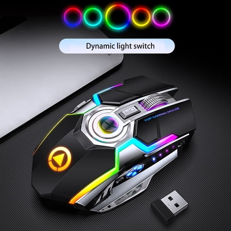 Souris Gaming Sans Fil Bluetooth Silent USB - RGB 6 Boutons 3600 DPI - Pour PC Gamer