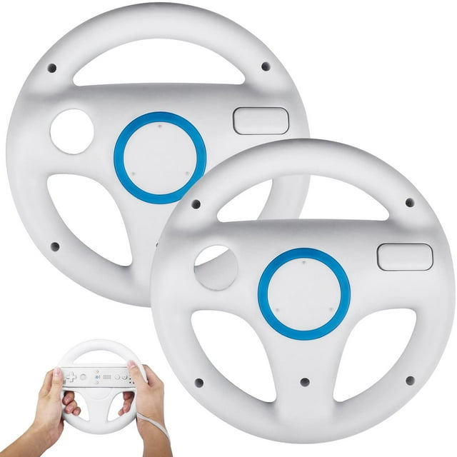 2Pack Mario Kart Steering Wheels Compatible for Nintendo Wii Remote, TechKen Mario Kart Racing Wheel Compatible with Nintendo Wii, Mario Kart, Tank, more Wii or Wii U racing games