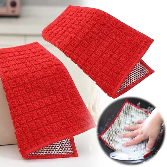 Cleaning Rags Bulk Washcloths Lightweight Cleaning Cloth Farmhouse Kitchen Towels for Washing Dishes Soft Cleaning Cloth Household Kitchen Dishwashing Towel Red 7.87 Inch (1Pcs)
