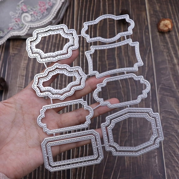 Die Cuts for Card Making, Ouginx 12 Pcs Label Tags Metal Cutting Dies DIY Die Cutters Die Stencils for Scrapbooking, Embossing & More