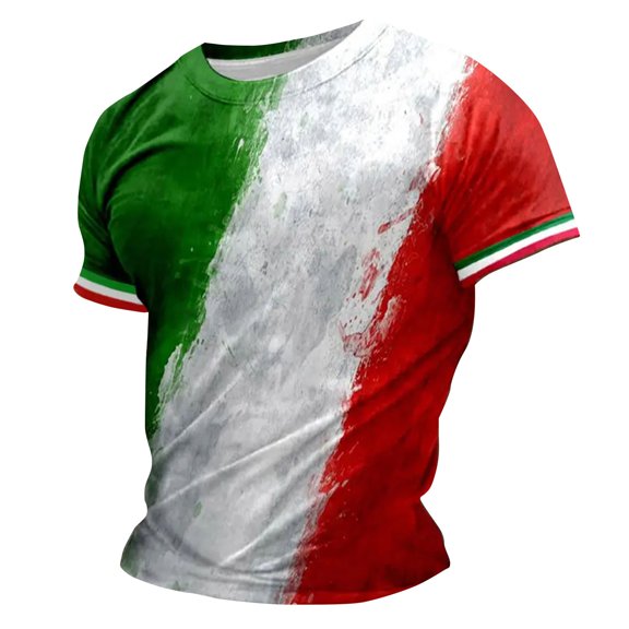 ZHOGXU Father's Day Mens T Shirt Summer Short Sleeve Round Neck Color Block Breathable Comfortable Fashion Top For Casual Daily Wear,Green,S
