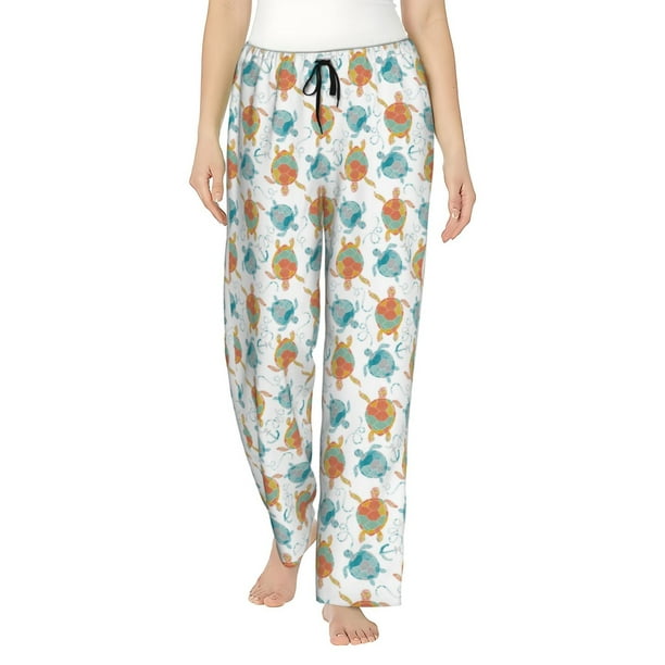 Balery Sea Turtle Pantalones de pijama para mujer, pijamas ultraligeros, pantalones de estar por casa-Small