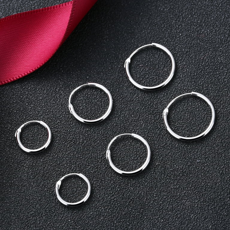 Sterling Silver Hoop Earrings Set of 3 Sizes 