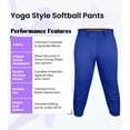 thumbnail image 2 of Exxact Sports Girls Softball Pants Knicker/Yoga Style Knee Length, 4-Way Stretch Low Rise Youth Softball Pants for Girls - (YXL, Royal Blue), 2 of 7