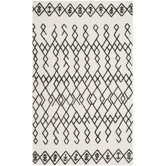 SAFAVIEH Cedar Brook Jamison Geometric Cotton Area Rug, Ivory/Black, 3' x 5'
