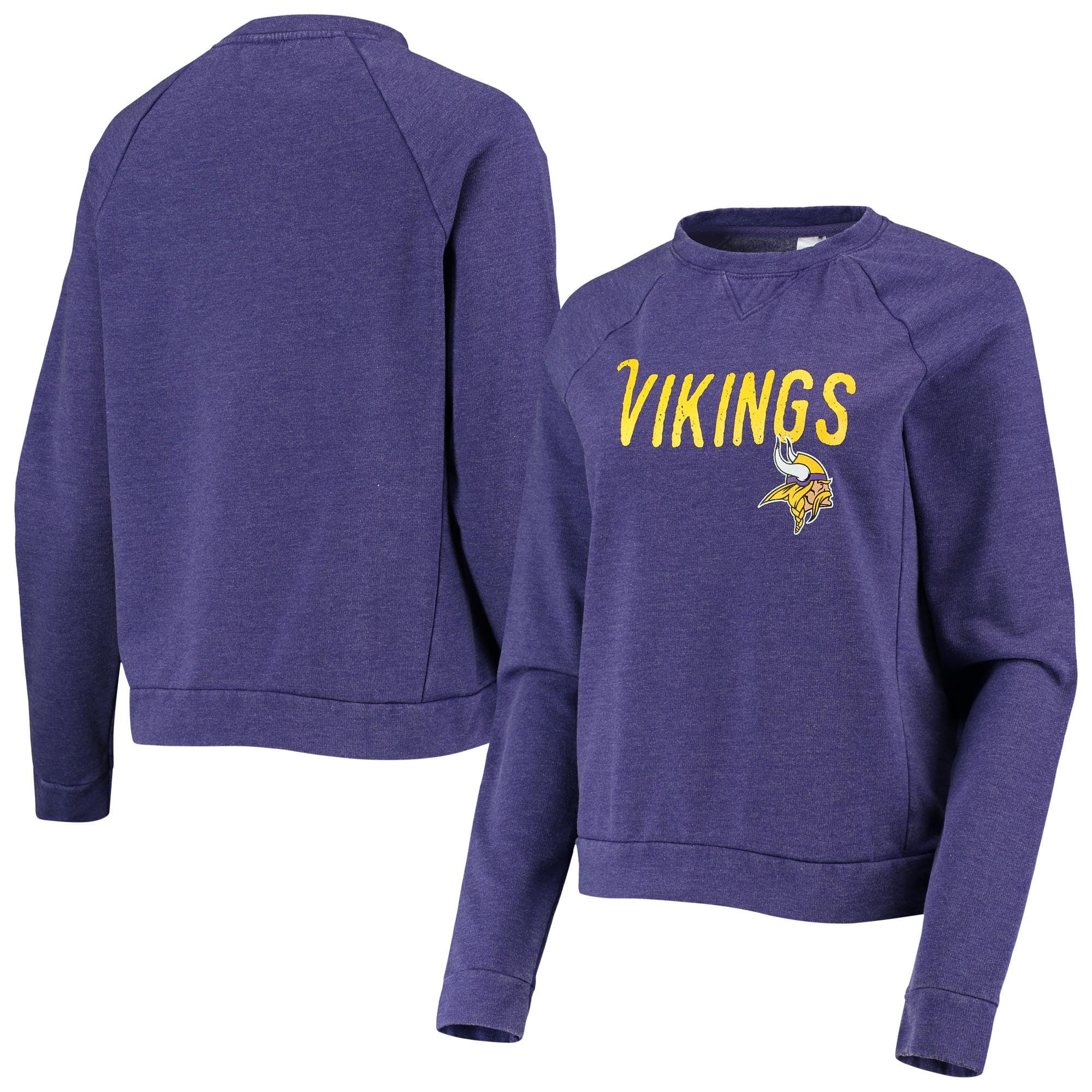 Women's Heathered Purple Minnesota Vikings Scholar Raglan Pullover  Sweatshirt 