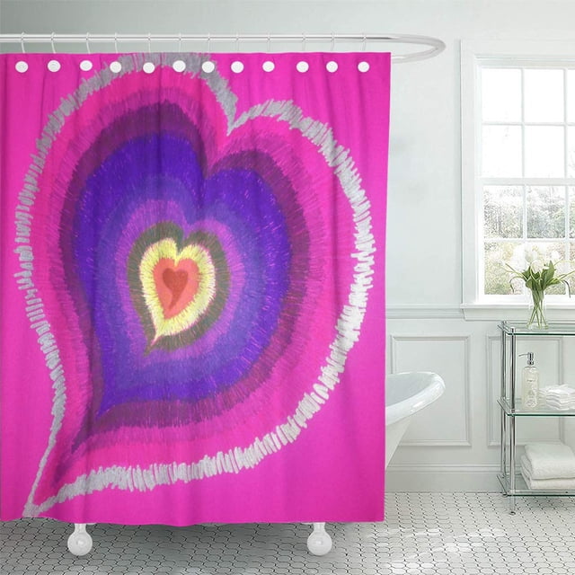 ABPHQTO Colorful Bright Pink Rainbow Heart Happiness Harmony Beautiful Joy Cortina de ducha 150x180 cm