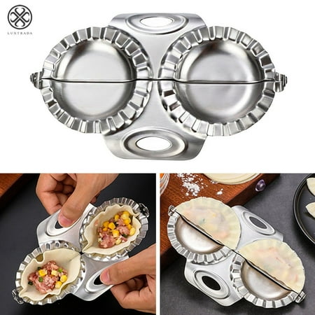 

Luxtrada Dumpling Maker Set 2 Pieces Wonton Wrappers Fast Dumpling Press Mold Stainless Steel Mould Ravioli Cutter Empanada Press Set For Pierogi Dough Gyoza 3.35 in/ 8.5cm