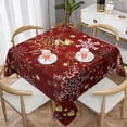 thumbnail image 2 of Nappe Rouge de Noël Carrée 54 x 54 Pouces Flocon de Neige d'Hiver Nappe Carrée Tissu Polyester Housse de Table Flocon de Neige Blanc et Or de Noël pour Cuisine Fête Pique-Nique Déco Extérieure, 2 of 7