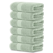 White Classic Hotel Collection Luxury Soft Cotton Hand Towels, Light Green, 16 x 30, 6 Pack