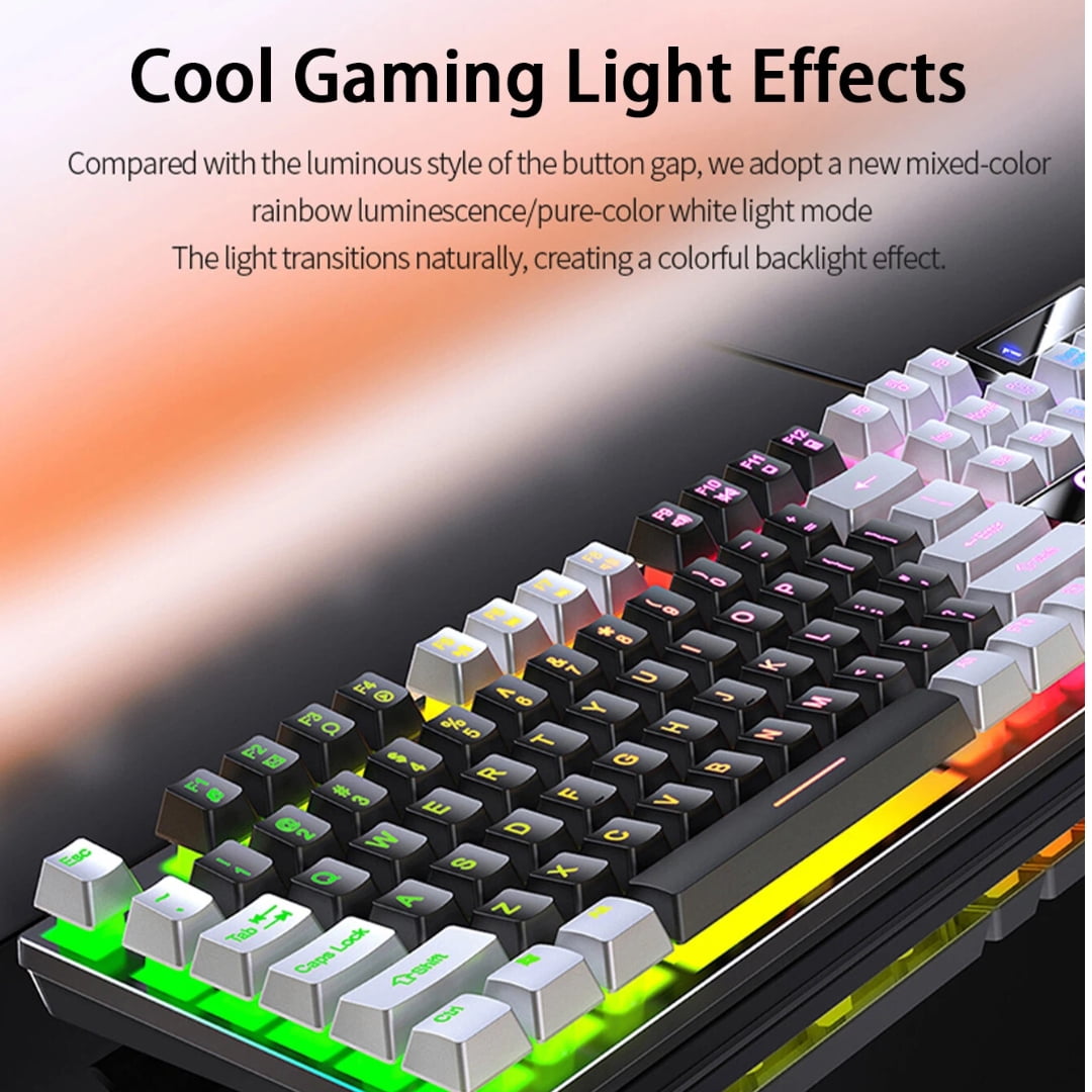 JELLOO Wired Gaming Keyboard - Color-Blocked Luminous Mechanical Feel, Thanksgiving & Christmas Gift Idea