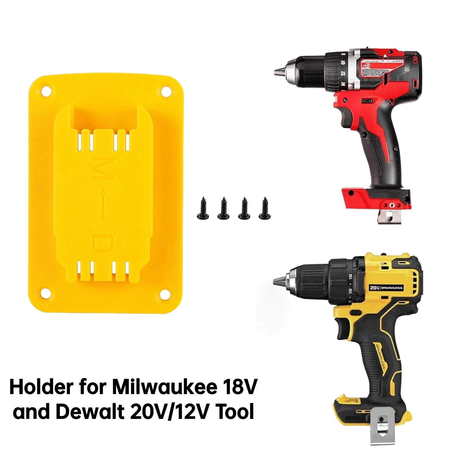 Tool Holders and Battery Mounts Compatible with Dewalt 20V and Milwaukee Tools, Heavy-Duty ABS Wall Organizer Rack with Screws, Drill and Battery Holder Mount for Garage, Workshop, Job Site (20 Pack)