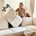 thumbnail image 4 of HONBAY Convertible Modular Sofa Bed Sleeper 6-Seater Corduroy with Upholstered Cushion and Storage for Living Room, Beige, 4 of 9