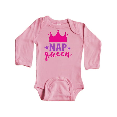 

Inktastic Nap Queen Crown Stars - Pink Purple Gift Baby Girl Long Sleeve Bodysuit
