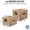 thumbnail image 2 of Classic Moving Box 10 Pack Kit, Reinforced Handles, Tape-Free Assembly, Box with Lid, 8 Small and 2 Medium Boxes, 2 of 10