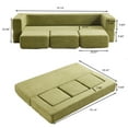 thumbnail image 2 of Ebern Designs Convertible Sectional Sofa with 3 Footrests, High Rebound Foam Bed, Space Saving Chenille Floor Sofa for Studio Apartments and Home Offices (Green), 2 of 11