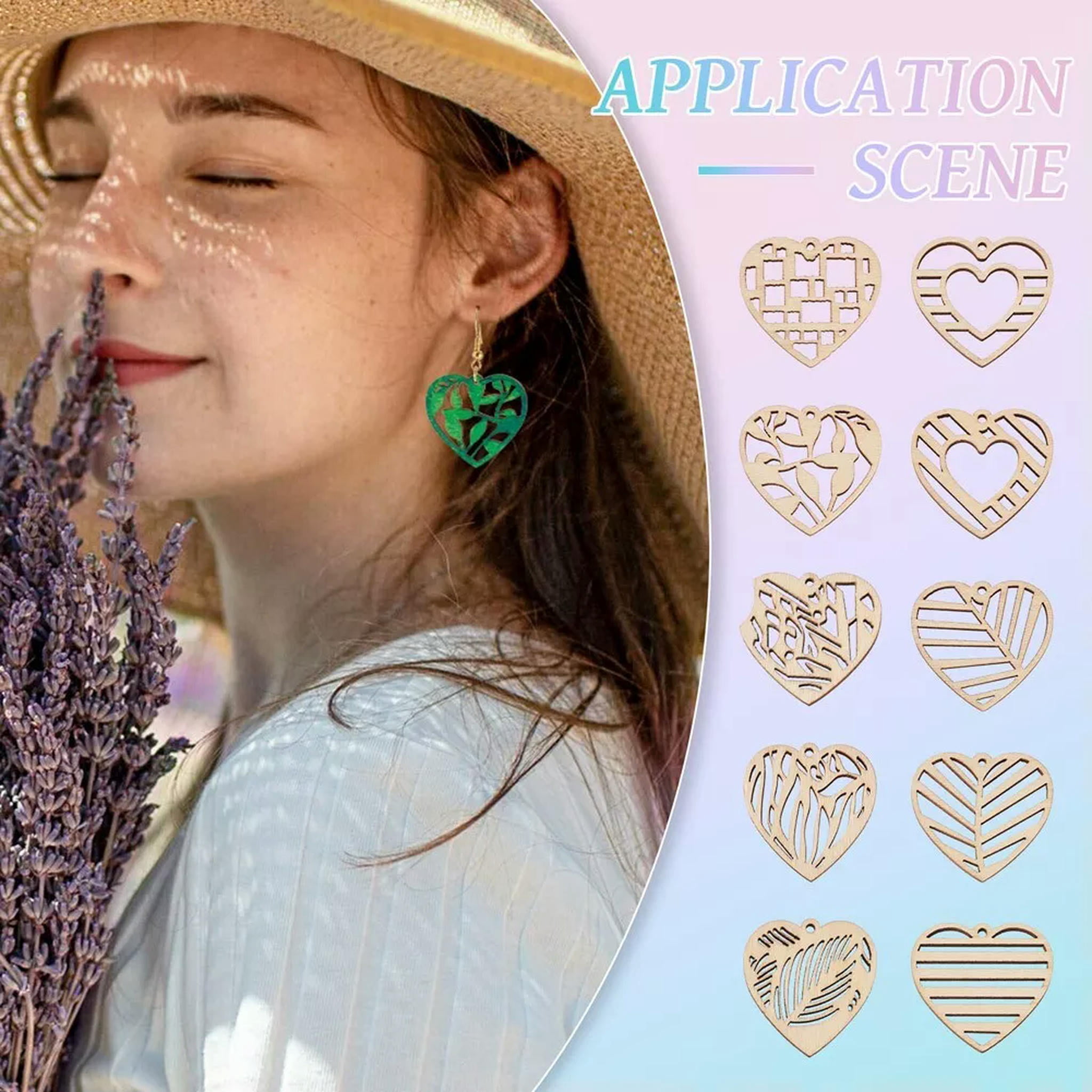 EOEMY 1 Box Undyed Burlywood Natural Wood Hollow Heart Dangle Earrings Diy Making Kit