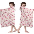 thumbnail image 4 of Pink Bows and Baseballs Pattern Hooded Bath Towel，50"x30" for Ages 3 To 12 Kids, Quick Dry Lightweight Soft Microfiber Hood Beach Towel Cover Up for Kids, 4 of 7