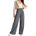 thumbnail image 4 of Women's Wide Leg Pants Work Business Casual Loose High Waisted Dress Palazzo Flowy Trousers, 4 of 7