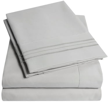 Sweet Home Collection  Extra Deep 21 Inch Pocket Sheet Set Silver - Twin