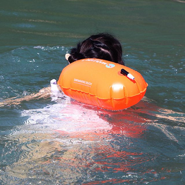 Flotador inflable para natación, bolsa seca al aire, boya de PVC, bolsa para deportes acuáticos (naranja)