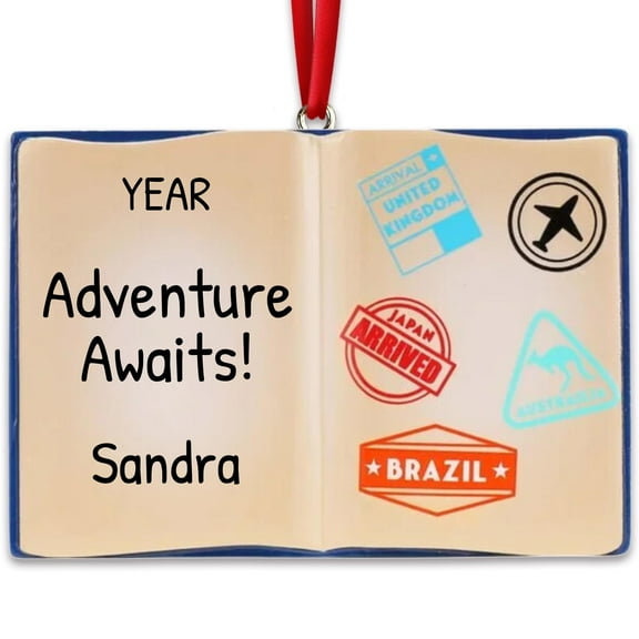 Personalized Traveler Ornament 2024-Adventure Time Christmas Vacation Passport-Ornaments by Elves