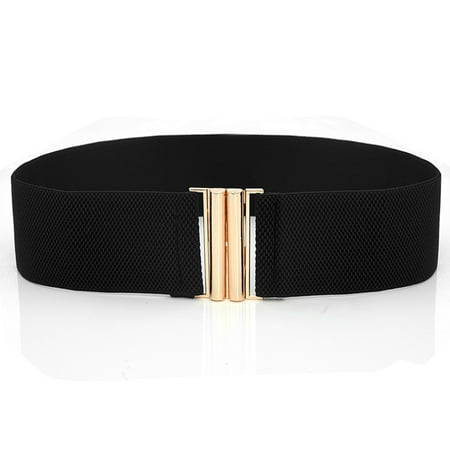 

Miayilima Women Elastic Waist Belt Metal Buckle Waistband Solid Color Wide Corset Belt Female Apparel Accessories
