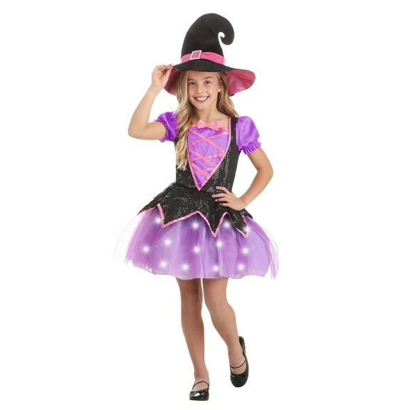 Girl's Pink Light-Up Witch Costume