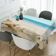 thumbnail image 2 of White Shells Tablecloth Decor Ocean Tropical Beach Conch Starfish Sand Sky Table Cloth Dining Room Kitchen Table Cover 60" X 84" Oblong/Rectangle, 2 of 6