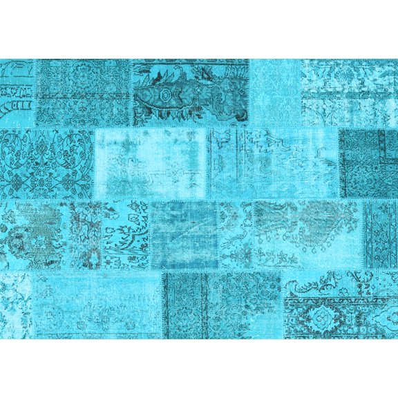 Ahgly Company Indoor Rectangle Patchwork Light Blue Transitional Area Rugs, 5' x 7'